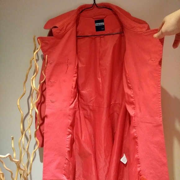 Rosy pink mid length trench coat - Picture 3 of 4